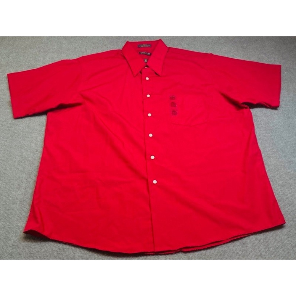 NWT Arrow Button Down Shirt Men XL Red Wrinkle Free Poplin Short Sleeve